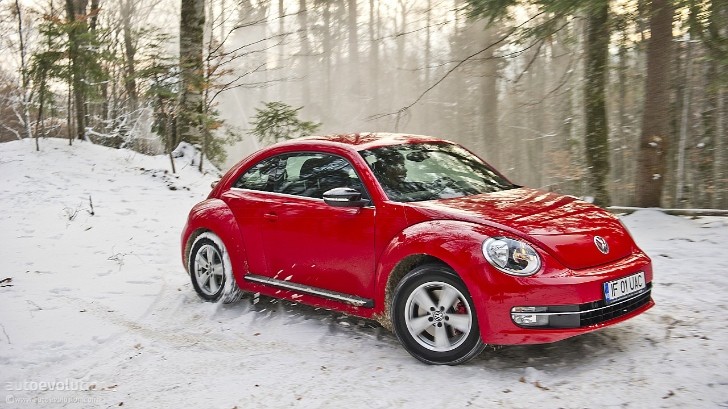 VW Beetle wheelspin on snow