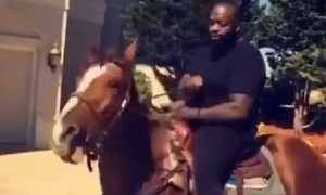 With 100+ Cars in His Garage, Rick Ross Takes Horse for a Ride, the Animal Hates It