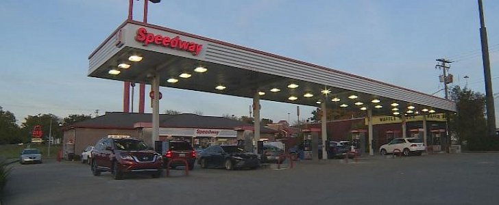 Gas station where stranger walked into woman's car, assaulted her