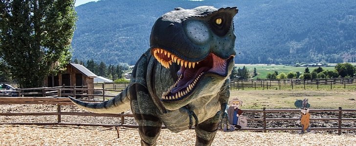 A scale model of a T-Rex dinosaur