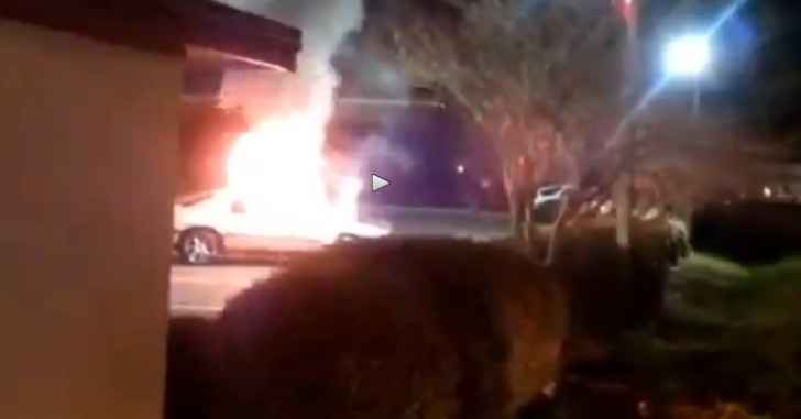 Cadillac Eldorado on fire