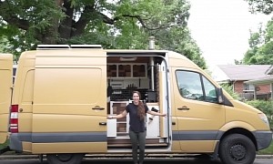 Woman Turns Compact Camper Van Into a Cozy Tiny House on Wheels