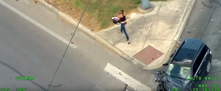 Woman with baby leads police on wild car chase before she's caught