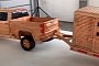 Wooden Chevy Silverado Is One Robust Pickup Truck, Shows Off Its Muscles Towing a Trailer