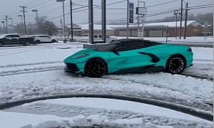 “World's First” Teal-Chrome C8 Chevy Corvette Does “Snownuts” for Added Contrast