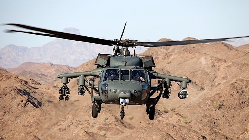 Armed Black Hawk helicopter