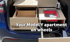 World’s First Complete Camper Kit for the Tesla Model Y Has a Kitchen, Bedroom and Storage