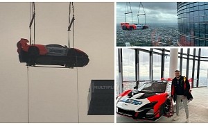 World’s First 'Flying' Car Is a McLaren Senna GTR a Millionaire Craned Up to His Penthouse