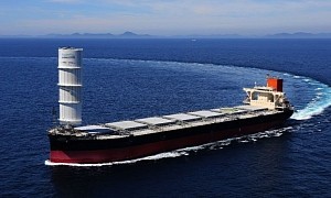 World’s First Partly Wind-Powered Large Cargo Vessel Sails From Japan to Australia
