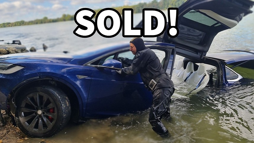 A Tesla Model X sunk into the Danube River