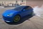 Wrapped Tesla Model 3 with Green Wheels Does 20-Second Tire-Shredding Drift