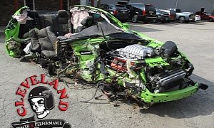 Wrecked Dodge Challenger Hellcat Becomes "Running Pallet" Donor Car in Cleveland