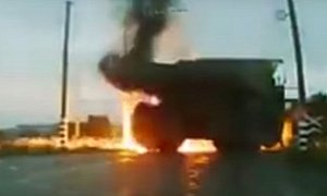 XXL Dump Truck Tire Explodes Like a Cannon in Siberia