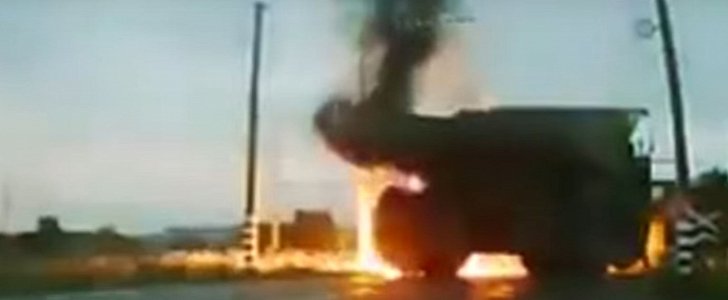 XXL Dump Truck Tire Explodes Like a Cannon in Siberia