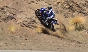 Yamaha R6 Rider Crashes... Up a Hill