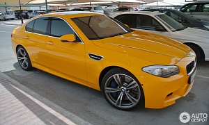 Yellow BMW F10 M5 Is Trendy in Doha