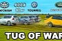 Yellow Discovery Takes on Audi Q7, VW Touareg and Land Cruiser in Tug of War