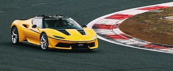 Yellow Ferrari J50 Hits the Track