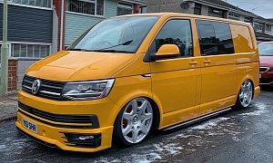 Yellow T6 Transporter on Bentley Wheels Looks Natural