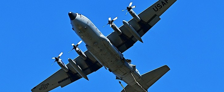 C-130 Hercules during paratrooper drop