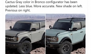 Yippee Ki Yay, Cactus Gray 2021 Ford Bronco Gets Official Shade Correction