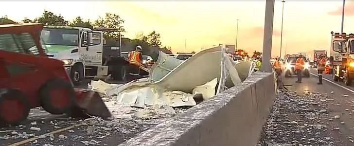 Truck crashes, covers Canada's busiest highway in yogurt