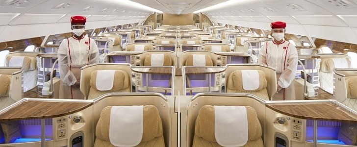The cabin of the new A380