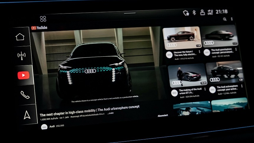 Audi drivers will be able to play YouTube in their cars