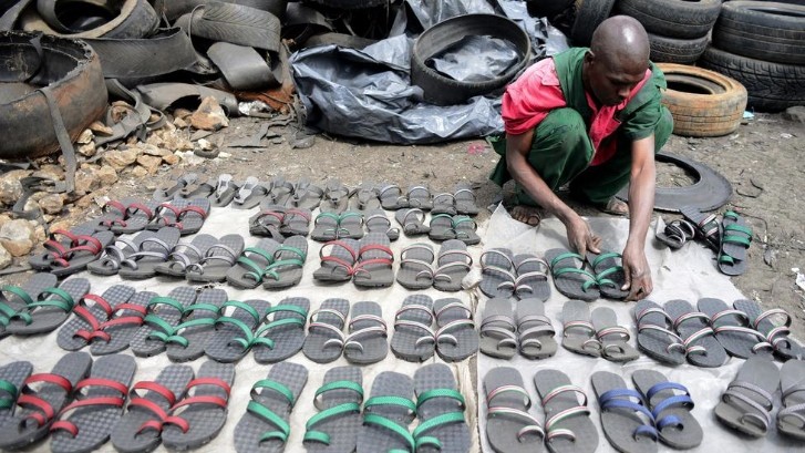Sandals made out of used tires in Kenya, named akalas