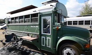 Young Couple Transforms Old Short School Bus Into an Adorable Mobile Home