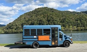 Young Couple Turns a Chevy Short School Bus Into a Cozy House on Wheels for Just $11,000