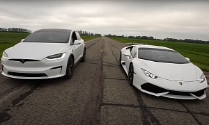 Young Lamborghini Owner Finds Out His Huracan Can't Outrun a Tesla Model X Plaid