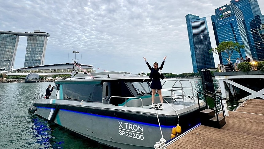 The X Tron was unveiled in Singapore as a pioneering electric harbor boat