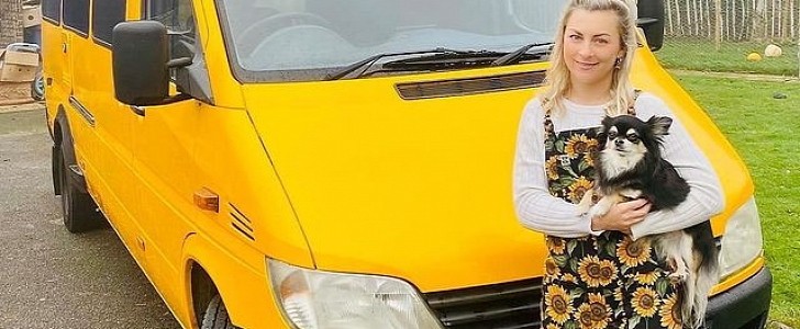Annabelle Tripp transformed an old Mercedes minibus into a bright and cozy van