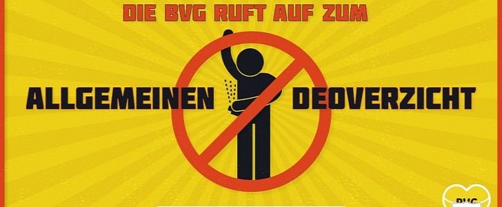 Berlin transport operator BVG suggested commuters ditch deodorant to get others to wear their masks properly