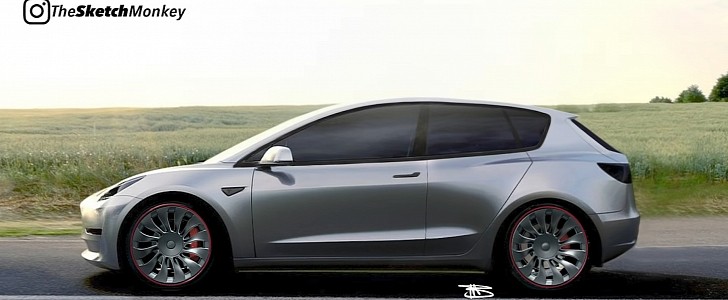 YouTube Artist Imagines the $25,000 Tesla Model 2 Hatchback