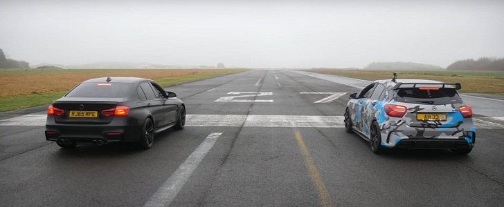 450 HP Mercedes-AMG A45 vs BMW M3 Airfield Drag Race