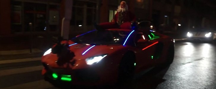 YouTuber Dresses Up His Lamborghini Aventador As Fire-Spitting Santa Sleigh