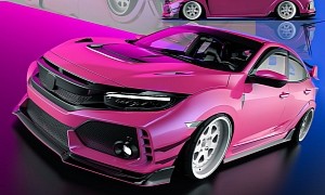 Zany Honda Civic Type R Thinks It Looks Pretty in CGI Pink, Barbie Might Agree