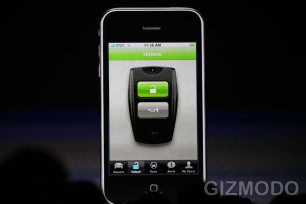 Zipcar iPhone Honk and Unlock functions