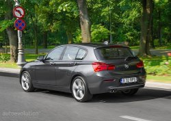 2015 BMW 1 Series Facelift on the road, rear view
