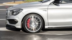AMG brake caliper on 2016 Mercedes-Benz CLA45 AMG Shooting Brake