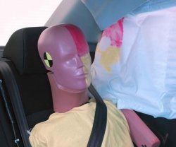 The rear passenger dummy’s head was protected by the side airbag